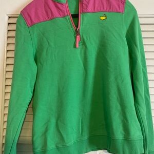 Masters Kids Green and Pink Quarter-Zip Pullover